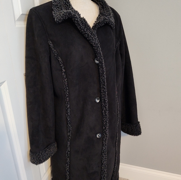 🖤 Vintage Y2K L.L. Bean Faux Fur Trim Oversized Winter Coat, Black, Large - Picture 9 of 13